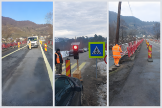 Podul afectat de surpare de la Vișeu de Jos, Maramureș, a fost redeschis circulației rutiere și pietonale. Cu restricții de tonaj.