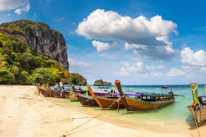 Panorama of Poda island, Thailand in a hot summer day