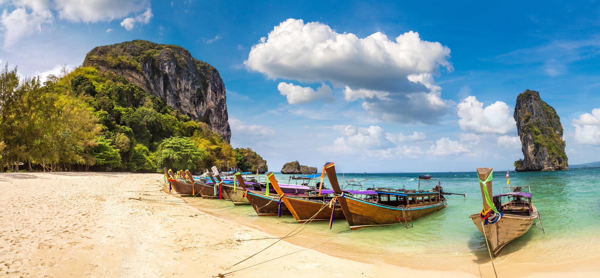 Panorama of Poda island, Thailand in a hot summer day