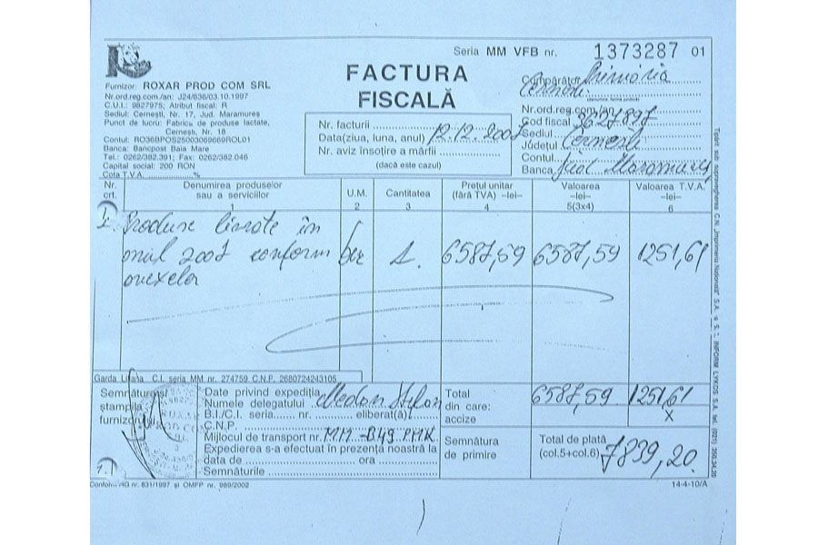 factura anuala roxar prod com, primaria cernesti