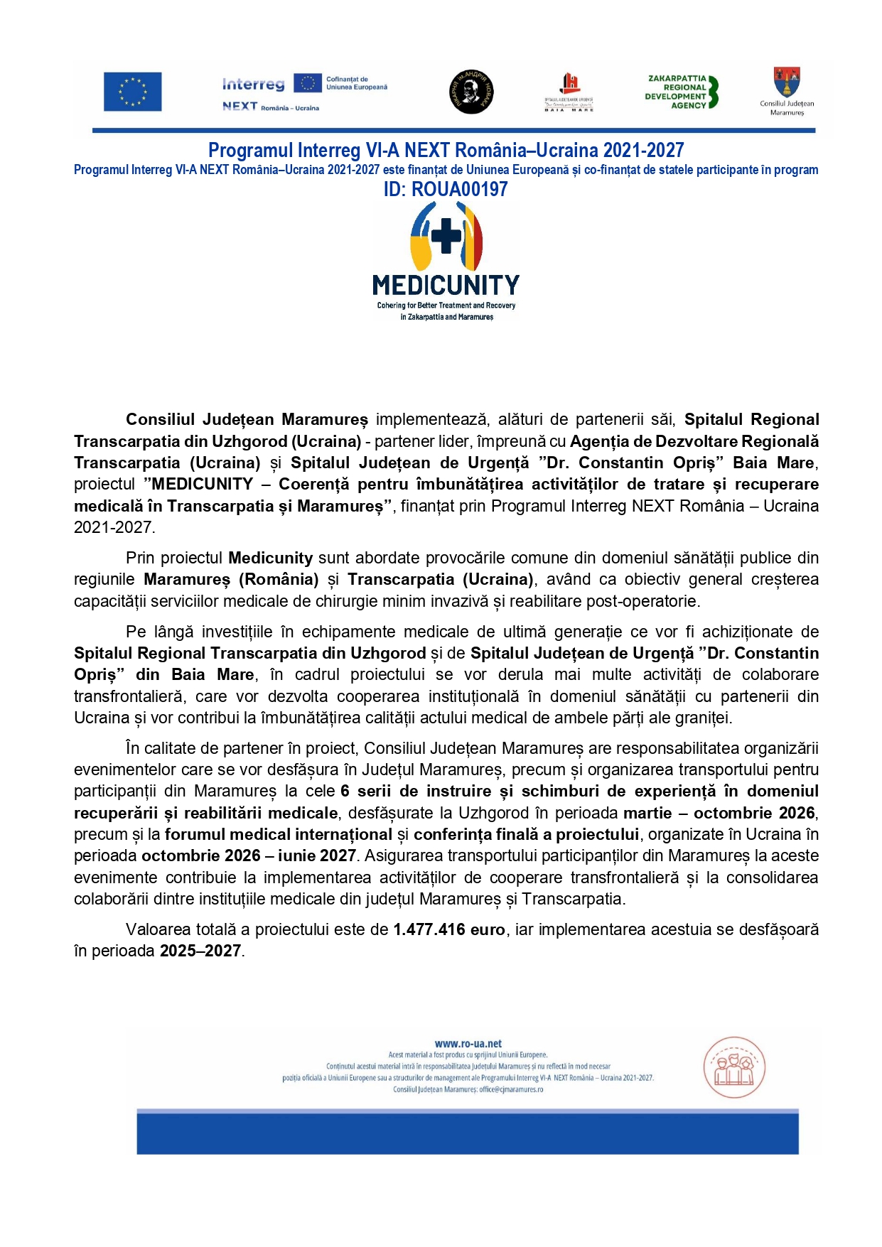 Anunț proiect Medicunity.
