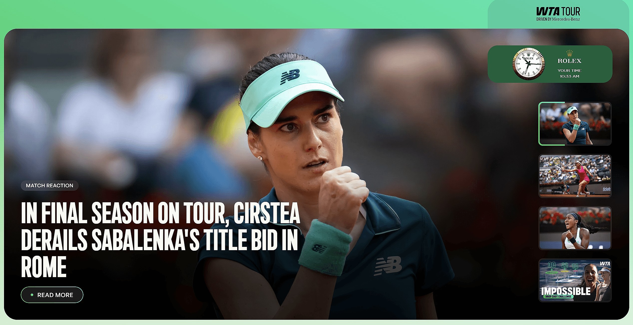 Sorana Cîrstea featured pe site-ul oficial WTA după victoria cu Aryna Sabalenka la Roma