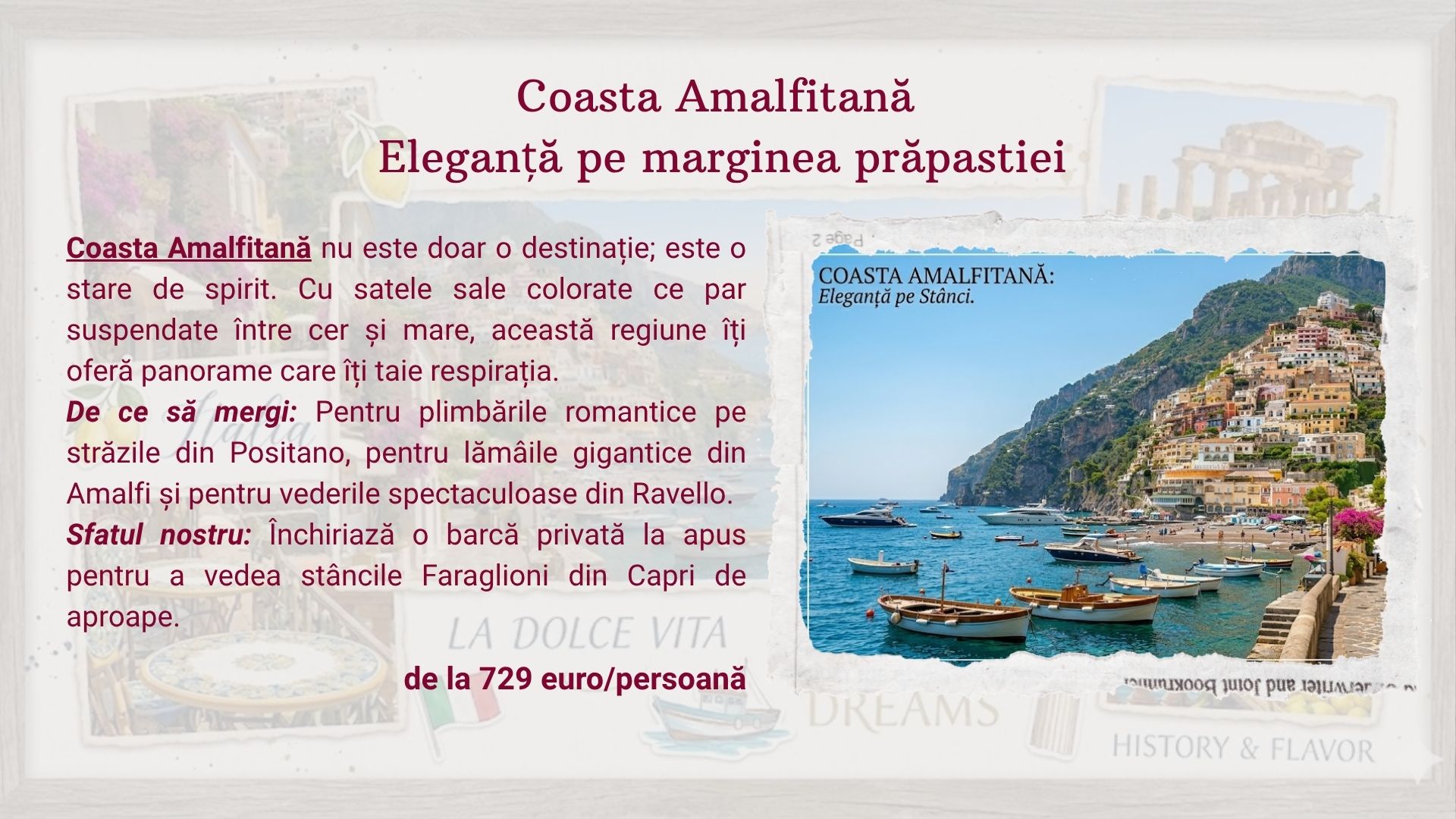 Vacanță în Italia pentru 2026 – Coasta Amalfitană și orașul Positano