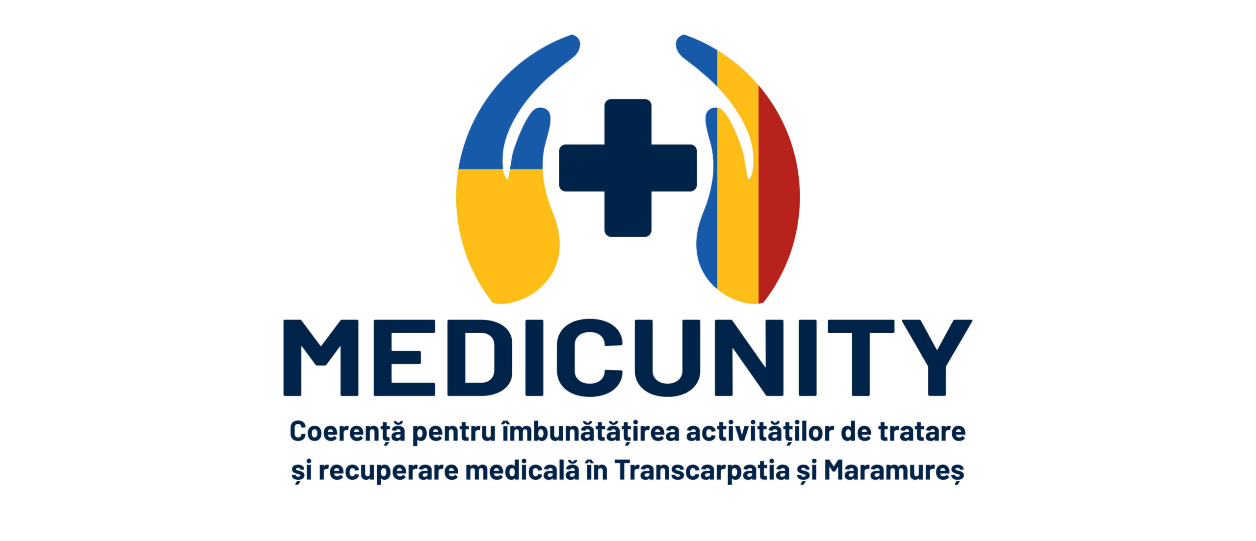 Logo-ul proiectului MEDICUNITY – Coerență pentru îmbunătățirea activităților de tratare și recuperare medicală în Transcarpatia și Maramureș.